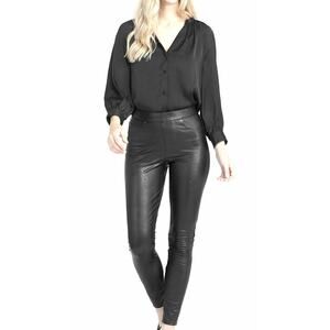 A8 NEW SPANX Black Faux Leather Ankle Skinny 5 Pocket Styling Pants Size S $148